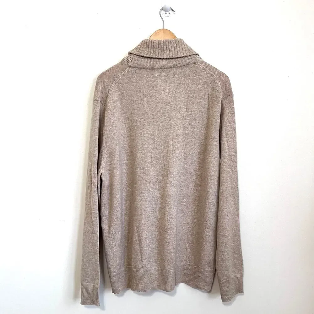 J‎ Crew Mens Shawl Collar Old Money Classic Sweater XXL Beige Wool Minimalist